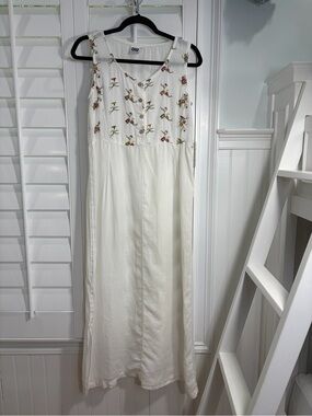 Johnny Was Ivory Maxi Dress with Multicolor Floral Embroidery